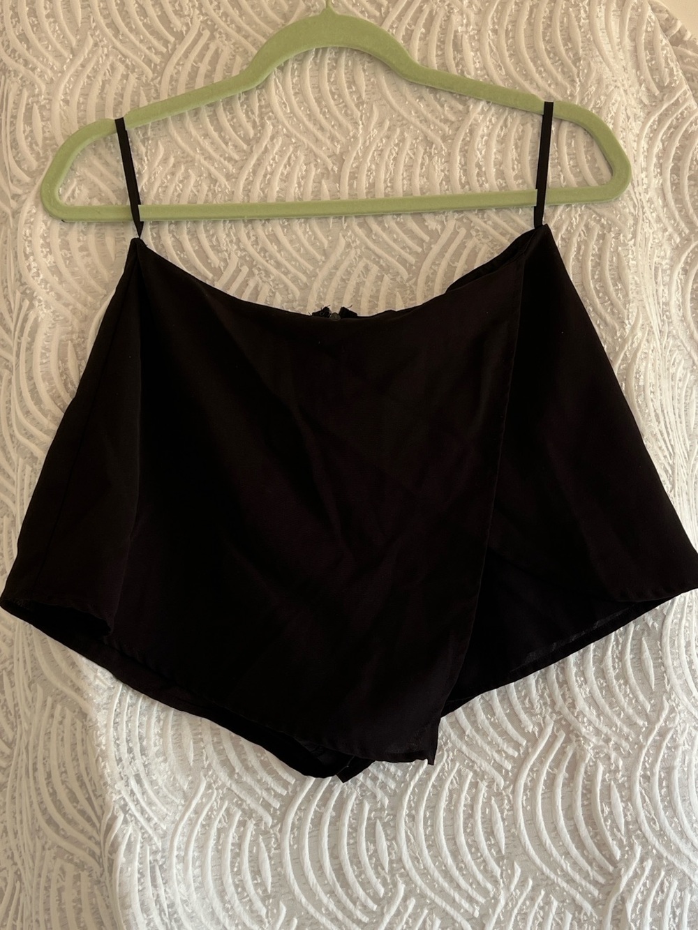 She + Sky Black Wrap-Front Skort Shorts, Zipper Back